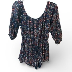 Mossimo Floral Romper Scoop Neck Boho Tie Waist Size Medium